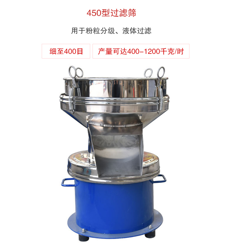 450型過濾篩用于粉粒分級、液體過濾